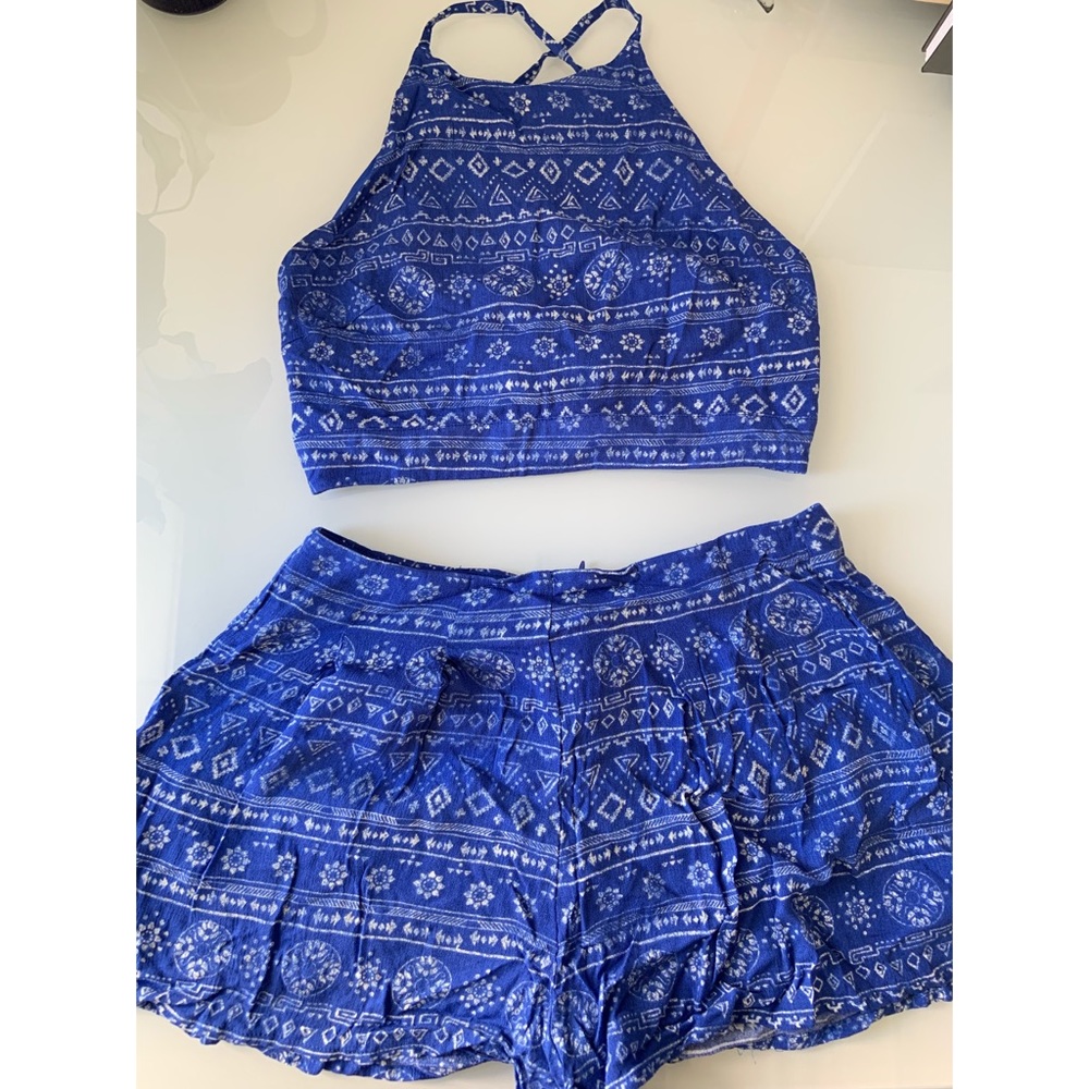 Aztec Crop Top & Shorts Set (NWOT)